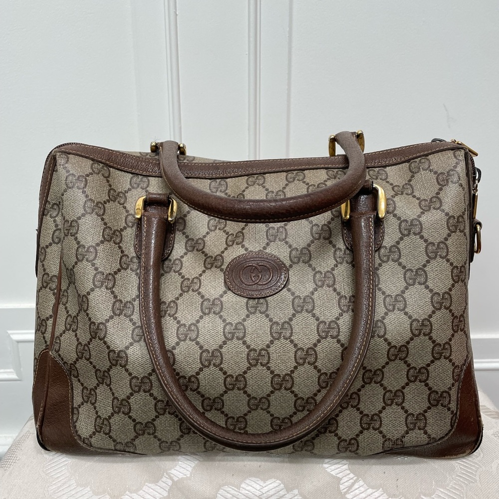 Gucci GG Brown Vintage Micro Guccissima Top Handle Bag